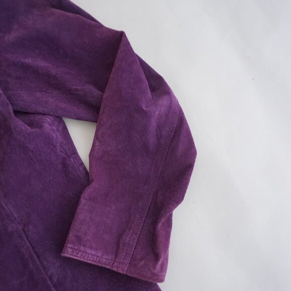 Vintage Coldwater Creek Purple 100% Suede Leather Zip Moto Biker Jacket L - Picture 5 of 12